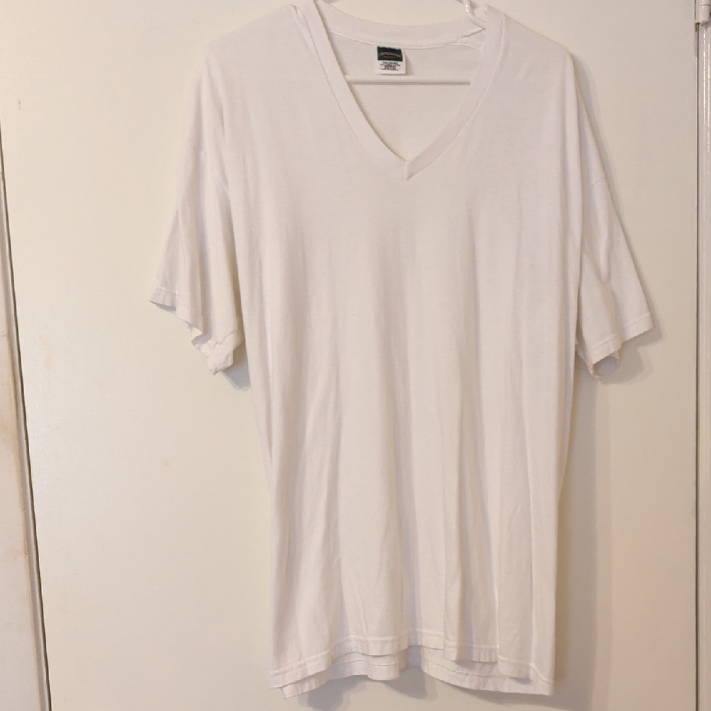 Cambridge Classic White V-Neck Men's Shirt, Size XXL